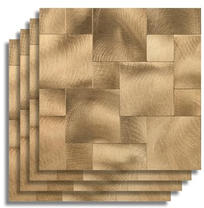 douceur d'intérieur, Crédence Adhésive Cuisine, Salle de Bain, Travertin, Cuivre, 4 Pièces, 25 x 25 cm, Crédence Épaisse, 3D, Carrelage Adhésif Mural, Lavable, Imperméable