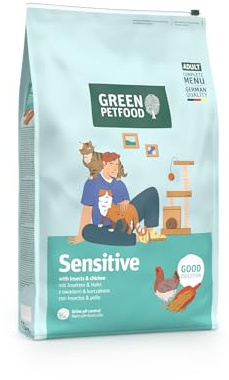 Green Petfood Cat Sensitive mit Insekten | 7,5 kg | Katzenfutter trocken | Adult | Premium Trockenfutter für ausgewachsene Katzen | Reis & Insektenprotein | weizenfrei | Monoprotein