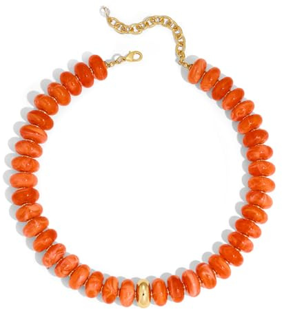 LILIE&WHITE Damen Halskette Multi-Color, Auffällige Perlenkette aus Hochwertigem Harz, Trendiger Retro-Schmuck mit Großformatigen Perlen für Freizeit Halskette