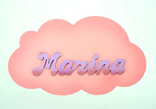 Cartel personalizado con nombre letras de madera, regalo infantil con forma de *nube*, original para decoración de pared o puerta en la habitación.
