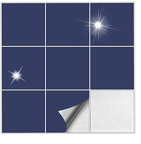 Kiwistar Fliesenaufkleber Dunkelblau Glänzend - 15 x 15 cm - 50 Stück - Klebefliesen zum Überkleben von Wandfliesen - Fliesensticker für Küche Bad Fliesenmuster - selbstklebend und wasserfest