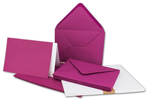 10x Faltkarten SET DIN A6/C6 mit Brief-Umschlägen in Amarena-Pink - inklusive Einleger - 14,8 x 10,5 cm - Premium Qualität - FarbenFroh