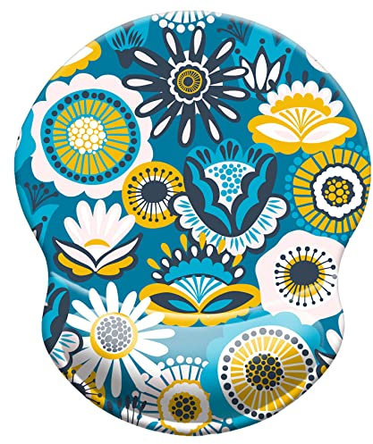 Ergonomic Designed Mouse Pad with Wrist Rest Hand Support. Knocent Non Slip Rubber Round Wrist Mouse Pads Great for Gaming & Work (Wrist Blue Mandala)