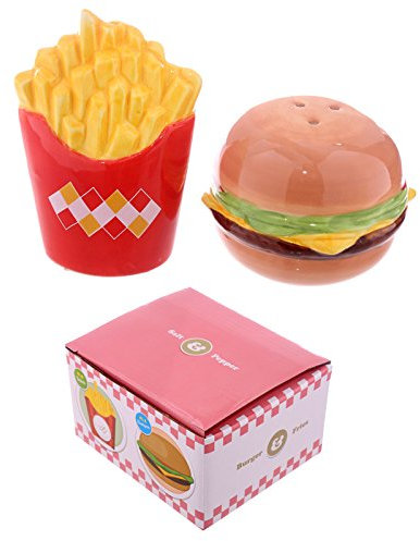 N/A Novelty Fast Food - Juego de salero y pimentero para hamburguesas y patatas fritas