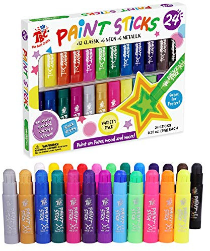 TBC The Best Crafts Gouache Solide en Stick, 24 Couleurs Crayon de Couleurs Non Toxiques Sûr Lavable pour Bébés Enfants