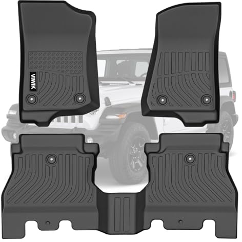 VIWIK Allwetter-Fußmatten passend für Jeep Wrangler JL Unlimited 4-Türer (Nicht für JK oder 4XE), Automatten, Ganzjahresschutz, maßgeschneiderte Bodeneinlagen, inklusive 1. und 2. Reihe vorne und