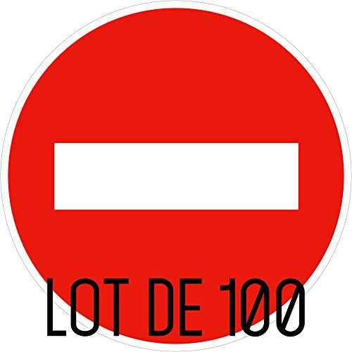 Autocollant vinyl - Panneau de sens interdit - Diamètre de 200 mm - 100