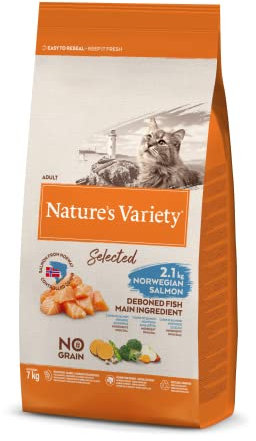 Nature's Variety Selected – Trockenfutter für ausgewachsene Katzen – getreidefrei – mit norwegischem Lachs ohne Kanten – 7 kg