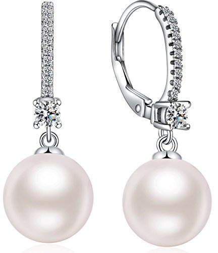 Perlenohrringe Silber 925 Ohrringe Hängend Damen Perlen Creolen Mit Perle Echte Süßwasser Hangend