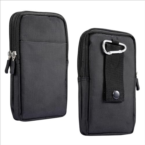 Vertikale Handy Gürteltasche Herren Schwarz, Universal Handytasche Gürtelschlaufe Tasche, 6.7 Universal Handytasche Gürteltasche Bauchtasche Hüfttasche Portemonnaie Handyhülle mit Karabinerhaken