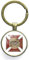 Porte-clés Saint George Croix Chrétienne Croix Rouge Verre Convexe Métal Rétro 4 Couleurs Homme Femme Voiture