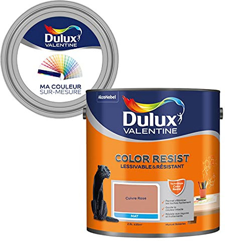 Ma Couleur Sur-Mesure par Dulux Valentine – Peinture Intérieure Murs, Plafonds, Boiseries - Palette Jeu, Pièce à Vivre Mat, Cuivre Rose, 2,5 L