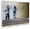Giallobus - Gemälde - Banksy - Graffiti-Kinder - Leinwand mit Standardrahmen - 100x70 - Bereit zum Aufhängen - Moderne Gemälde für zu Hause