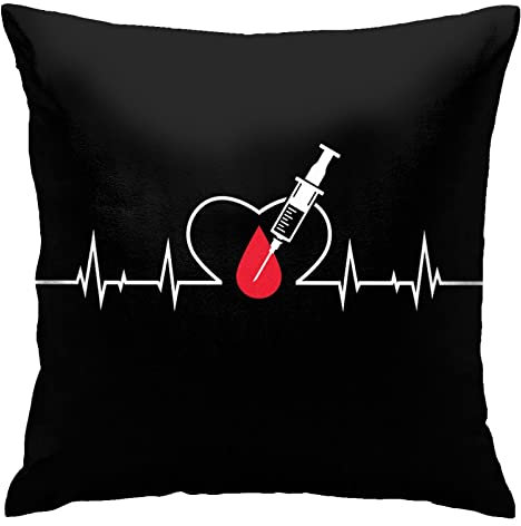 Herzschlag Phlebotomist Phlebotomie Spritze Blut Kissenbezüge Dekorativer quadratischer Kissenbezug Weicher Kissenbezug für Schlafzimmer Stuhl Büro 18 x 18 Zoll