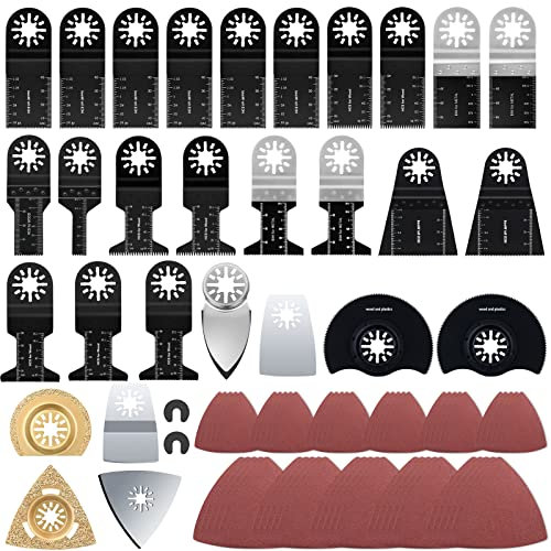 Multitool Sägeblätter Set, 131 tlg Sägeblätter Kit Klingen Multitool Holzsägeblätter Oszillierwerkzeug-Zubehör für Milwaukee, Dewalt, Bosch, Makita, Dremel usw. Ungeeignet Bosch/Makita/Fein Starlock.
