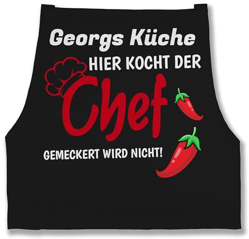 Schürze - Kochschürze Herren Männer - Hier kocht der Chef I Geschenk Kochen I Hobbykoch Geschenk - 85x69 - Schwarz - herrenschürze schürzen küche koch chefkoch männerschürzen kochschuerze