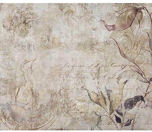 murando - Fototapete Premium-Vlies Retro 400x280 cm Vlies Tapeten Wandtapete XXL Moderne Wanddeko Design Wand Dekoration Wohnzimmer Schlafzimmer Abstrakt Vintage Blumen beige b-C-0890-a-a