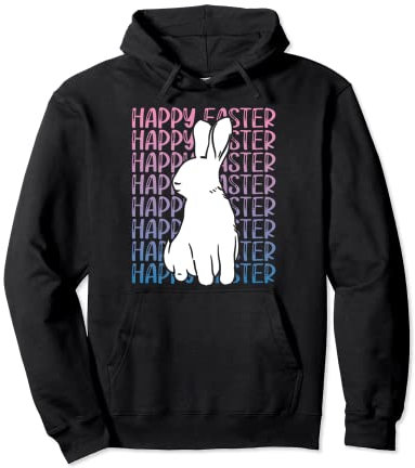 Osterhasen-Umrisse, Pastellfarbe, Frohe Ostern Pullover Hoodie