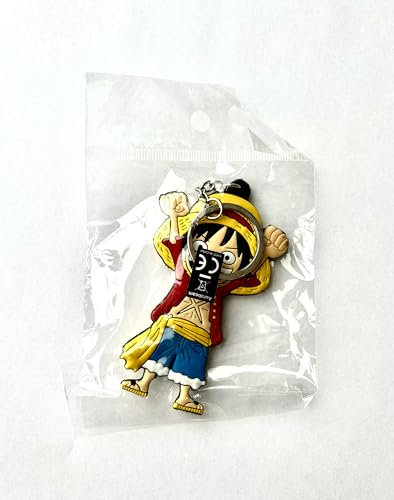 Aurabeam Monkey D. Ruffy (Luffy) Schlüsselanhänger aus Gummi, Japanisches Anime & Manga, Accessoires Geschenk Figur, Schlüsselring Anhänger