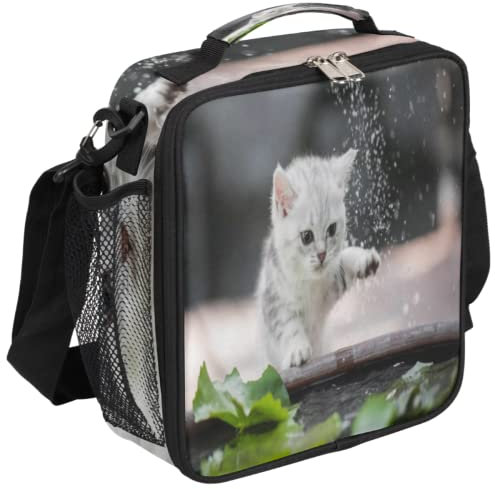 Linda lonchera para gatitos, lonchera con aislamiento, bolsa térmica con correa de hombro ajustable extraíble para mujeres, hombres, oficina, picnic