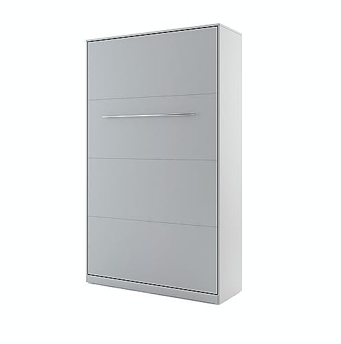 Lenart Schrankbett - Wandbett Concept Pro CP02 120x200 cm - Schrankklappbett Vertical - Schrank mit integriertem Klappbett - Funktionsbett (Grau Matt)