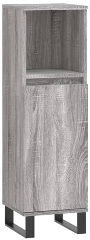 vidaXL Badschrank, Badezimmerschrank mit viel Stauraum, Badkommode mit Eisenbeinen, Aufbewahrungsschrank Bad Badezimmermöbel Badmöbel, Grau Sonoma Holzwerkstoff