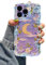 EYZUTAK Case for iPhone 13 Pro Max, Colorful Retro Oil Painting Flower Moon Pattern Laser Cute Curly Wave Edge Exquisite Phone Cover Stylish Durable TPU Protective Case for Girls Women - Purple White