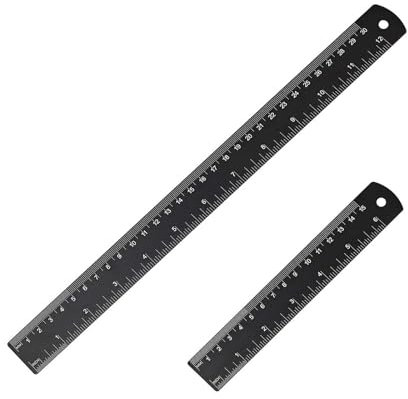 Lineal Metall 15 cm 30 cm, 2 Stück Doppelseitenskala Ruler, Metall Lineale, Stahllineal für Schule Büro Zuhause, Schwarz