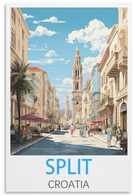 KmoNo Split Kroatien Vintage Reiseposter 20 x 30 cm Wanddekor Gemälde Leinwand Wandkunst Wohnzimmer Poster Schlafzimmer
