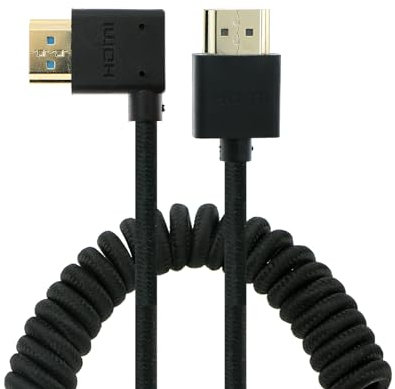 Uonecn Cable HDMI a HDMI 2.1 de alta velocidad 8K para Atomos Ninja V, cable HDMI corto trenzado en espiral retráctil para monitor Feelworld, para Sony A7iv, Z CAM E2, para cámaras Sony FS5| FS7| A7S3
