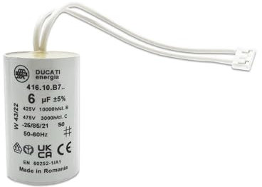 Condensateur Ducati 6 uF à connecteurs pour réparation de moteur de volet roulant Bubendorff - Condensateur cylindrique spécial stores et volets - Garanti compatible - Pour remplacement haute qualité