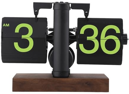 Elprico Klappuhr, Vintage-Schreibtischuhr, Retro-Klappuhr, 12 Stunden, Einseitige Klapp-Digitaluhr, Automatische Klappuhr, Mechanische Uhr, Batteriebetriebene Uhr (Mattierter schwarzer