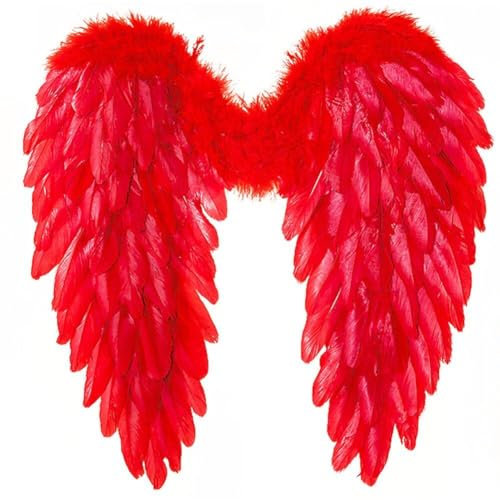 Wudaizhi Angel Fairy Wings Red Feather Wings Alas De Ángel Disfraz De Disfraces De Halloween para La Fiesta De Bodas De Cumpleaños Decoración De Navidad