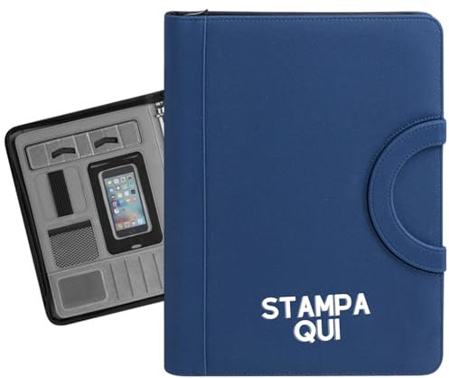 Hole Gadget | Cartella Multitasche Professionale da Ufficio Personalizzata con Stampa Nome, Frase o Logo - Portadocumenti Elegante - Organizer Conferenze Idea Regalo PH292
