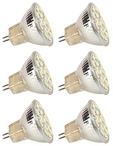 MR11 GU4 Light Bulbs, 6PCS MR11 Light Bulb 15LED Energy Saving GU4 Track Lamp Beads Ceramic for Living Room Bathroom, Lighting & Ceiling Fans (White Light)