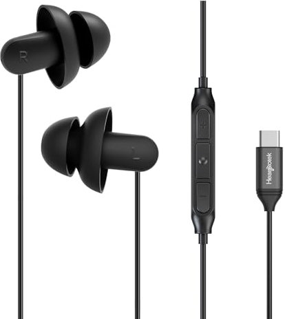 Hearprotek Sleep Earbuds, USB C Earphones with Microphone, Silicone Noise Isolation Type C Earbuds for Android Phone
