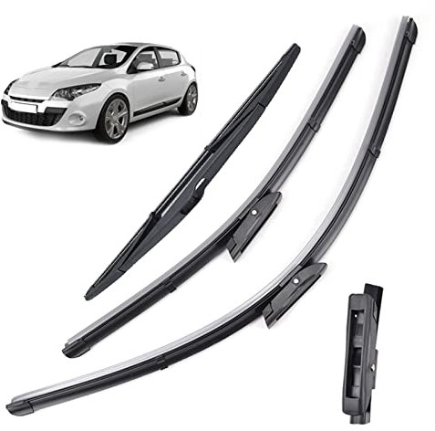 Limpiaparabrisas Delantero y Trasero Juego de escobillas de limpiaparabrisas Trasero, para Renault, para Megane 3 Hatchback Coupe 2008 - Ventana del Parabrisas 24+16+14