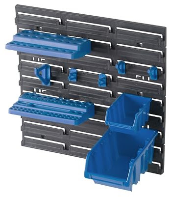 DEXTER 34-teiliges Auslaufbehälter-Set – Werkzeug-Organizer-Set mit 2 Wandpaneelen, Schraubenablagen und Zubehör – 40 x 40 cm x 2
