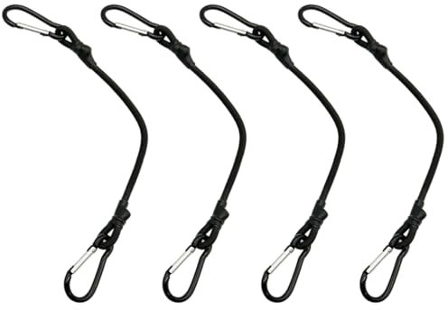 4Pcs Bungee Cords with Carabiner Clips,Long Wheelie Bin Lock with Bungee Straps Awning Storm Straps Heavy Duty Bungee Cords with Van Hooks 120cm Ratchet Straps Bungee Rope for Camping Tent