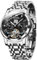 OUPINKE Herrenuhren Automatik Skelett Mechanische Armbanduhr Schwarz Zifferblatt mit Diamanten Tourbillon Wasserdicht Luminous Tag Datum Schwarz Edelstahlarmband