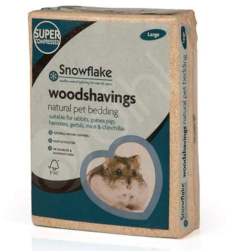 Snowflake Small Animal Wood Shavings Natural Pet Bedding 3KG, Dust Extracted Premium Pet Bed Substrate, Odour Control, For Rabbit, Hamster, Gerbil, Guinea Pig, Mouse, FSC Approved, Large