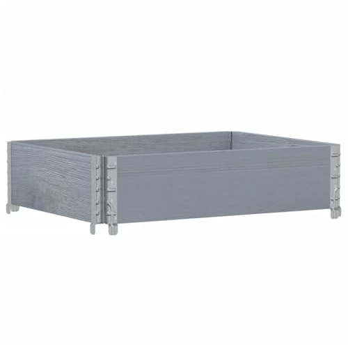 vidaXL Paletten-Aufsatzrahmen Grau 80x60 cm Massivholz Kiefer