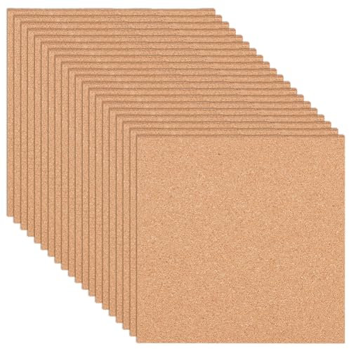 BENECREAT 20 Stück Quadratische Korkplatte, 15x15cm Nicht Klebend Kork Bulletin Board für Notizen, Bilder, Foto, Zimmer Deko, 2mm Dick
