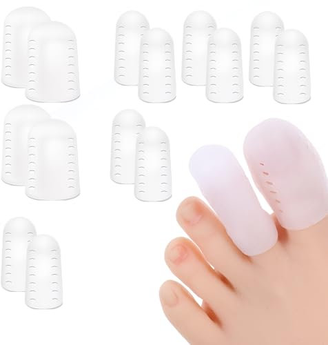 Gjinxi Lot de 14 protège-orteils en gel respirant en silicone pour oignons et orteils - Coussin de santé pour les ornes - Friction sous blister (4 pièces L + 10 pièces moyennes)