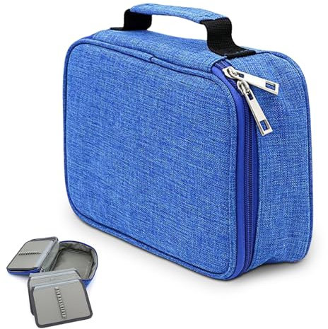 Sporgo Federmappe 72 Slots Mäppchen: Groß Federmäppchen 4 Fächer Studenten Federtasche, Große Kapazität Stiftemappe mit Tragegriff, Schlamppermäppchen für Kunstschule, Büro, Reisen - Blau