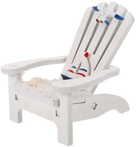 HOLIDYOYO Kleiner Strandkorb Holzstuhl Ornament Aus Harz Und Holz Schreibtisch Deko Für Miniaturhäuser Und Garten Leichter Maritime Dekoration Fürs Zuhause