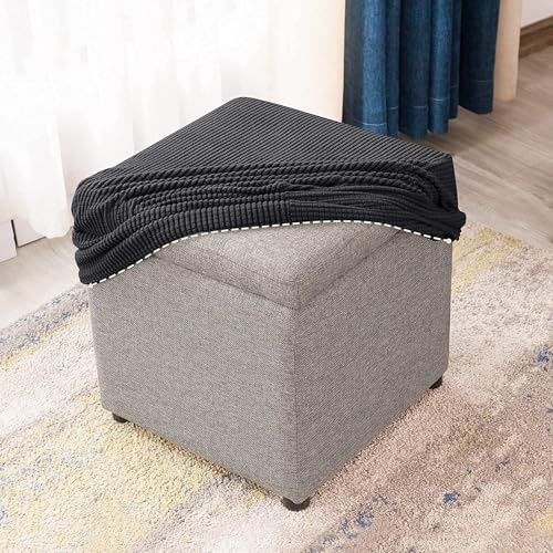 uyeoco Hockerbezug Fußhocker Quadratisch 40x40/50x50 Stretch Ottoman Cover Ottomane Schonbezug Hocker Hussen für Fußhocker Stretch Ottomane Abdeckung Hocker Protector Hockerabdeckung(B,45x45cm)