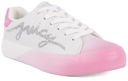 Juicy Couture Women's Platform Sneaker Glitter Script Logo – Casual Lace-Up Shoes for Everyday Style - Aurelie