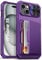 Vihibii for iPhone 15 / iPhone 14 / iPhone 13 Case Wallet with Card Holder (4 Cards) & Slide Camera Cover, Military Grade Drop Protection, Hard Back & Silicone Edge Phone Case, 6.1 2023, Dark Purple