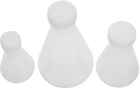 COSMEVIVI 3pcs Educational Plastic Conical Flasks Stoppers 50ml 100ml 250ml Wide Mouth Erlenmeyer Lab Flasks for Children's Science Learning and Chemistry Experiments